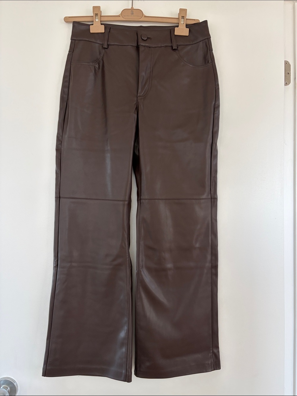 NWT Badgley Mischka Espresso Vegan Leather Pants – Size S